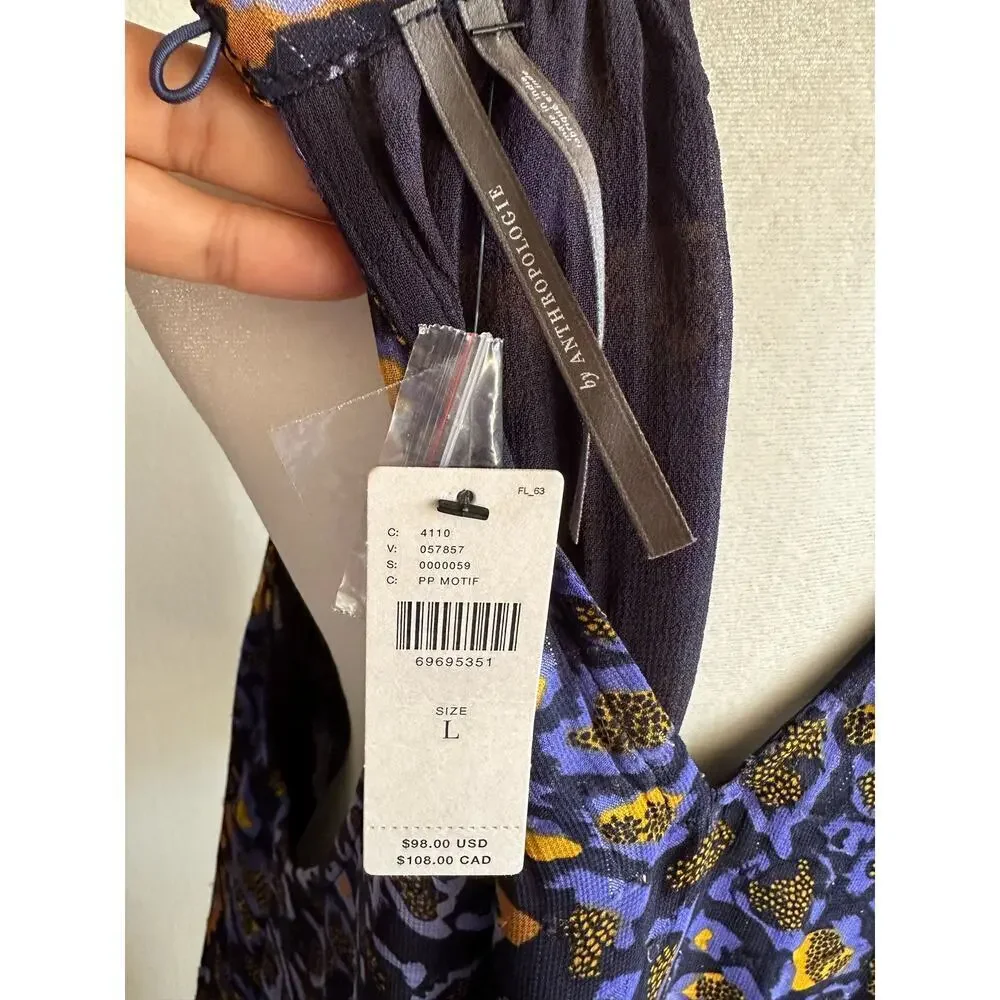 NWT By Anthropologie‎ Sleeveless Halter Tank Leopard Print Size L Retail $98